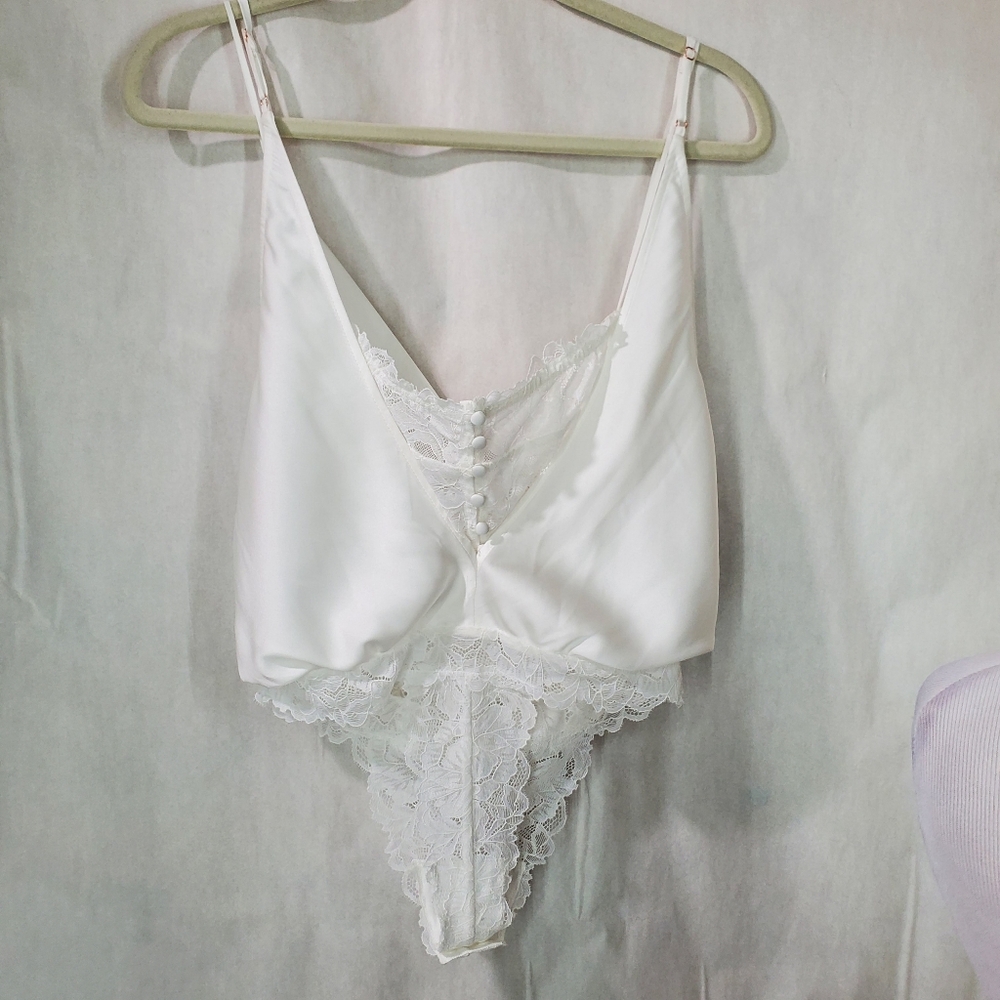 NWT Free People Double Date Bodysuit In Ivory Combo - Picture 6 of 8
